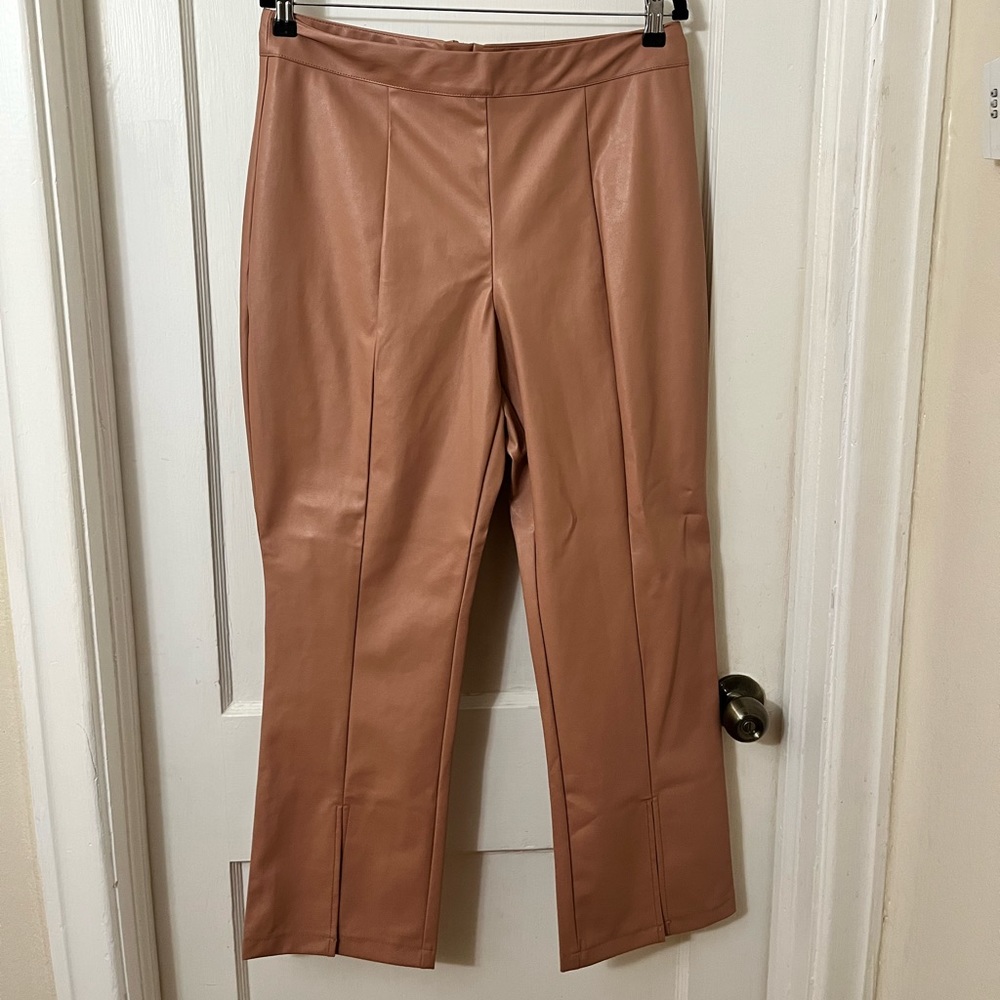 Tan vegan leather pants